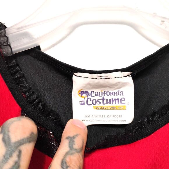 California Costumes Polka Dots dance dress. Size Child Large Black Red Ruffles - Picture 3 of 4